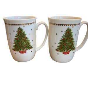 VTG 70s 80s George Good Porcelain Christmas Tree Mugs EUC